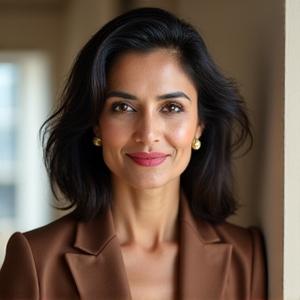 Portrait of Anya Sharma, Co-founder and Master Tailor