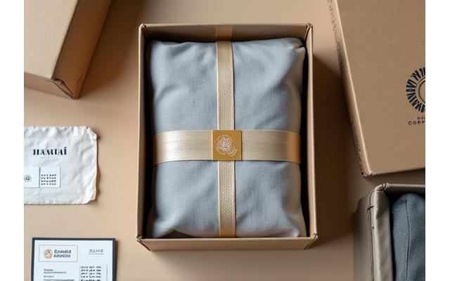 Packaged garments neatly arranged for shipping with sustainable packaging materials