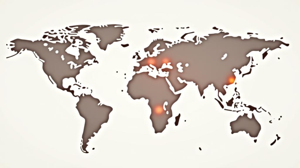 Interactive world map highlighting Loom & Leaf Bespoke's ethical fabric sourcing locations across Europe, Asia, Africa, and South America, with connection lines to show global partnerships.