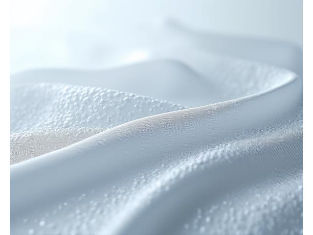 Modern technical fabric sample, showing a tightly woven structure, possibly waterproof or breathable, with a slight sheen.
